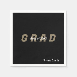  Contemporary Personalized Black Graduation Napkin