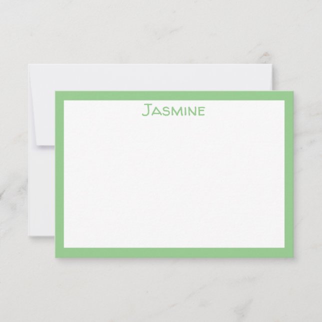 Contemporary Personalized Flat Note Card (Front)