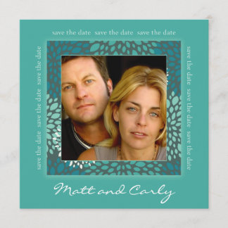 Contemporary Petals Green Save Date Photo Invite
