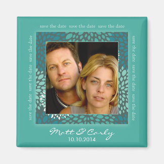 Contemporary Petals Turqoise Save Date Magnet