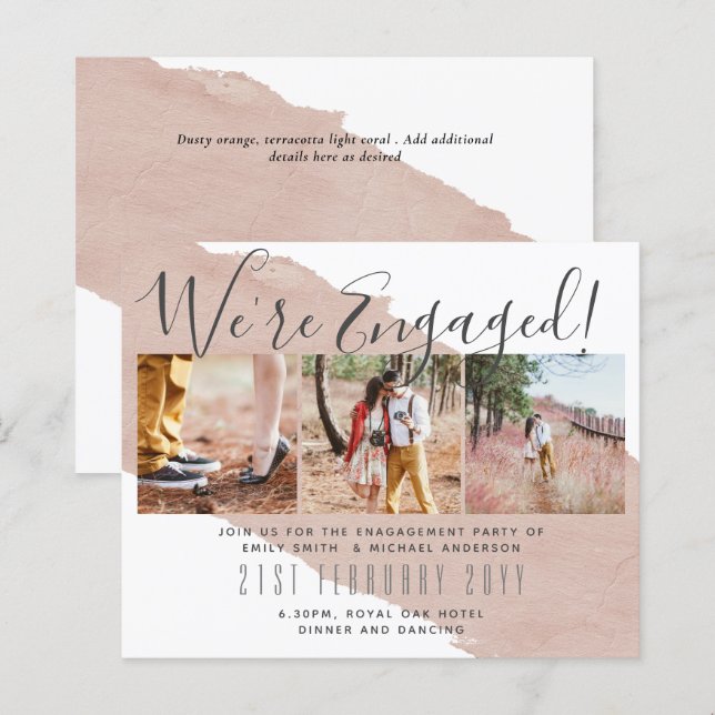 Contemporary PHOTO Engagement Party Invitations (Front/Back)