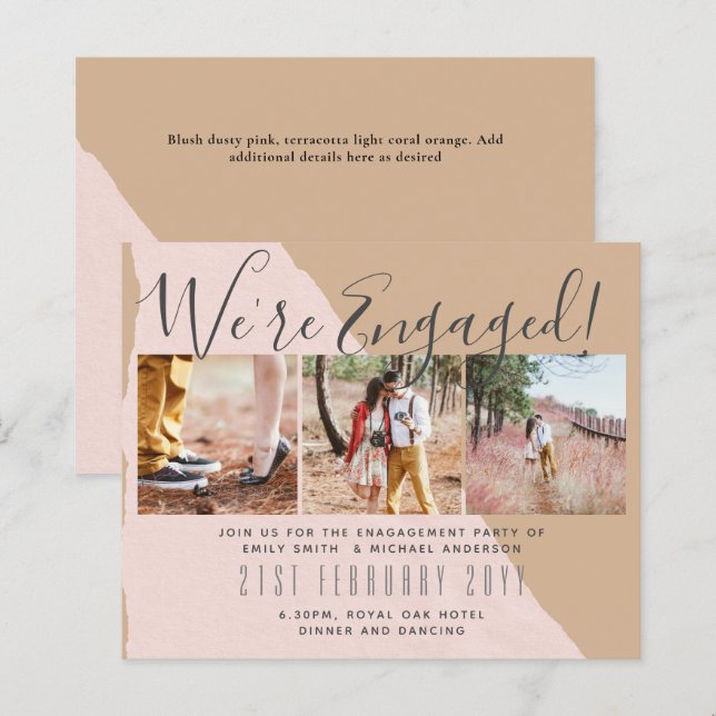 Contemporary PHOTO Engagement Party Invitations (Front/Back)