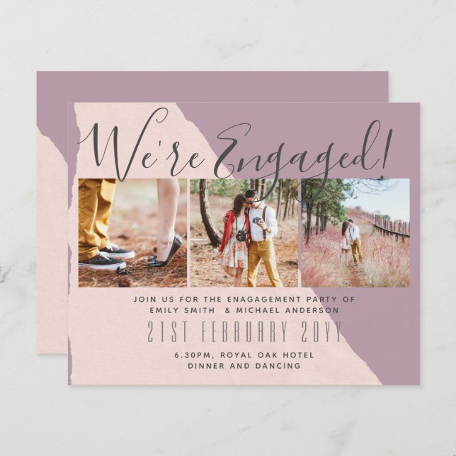 Contemporary PHOTO Engagement Party Invitations (Front/Back)