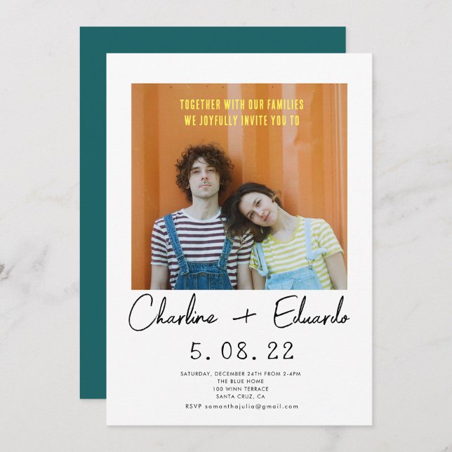 Contemporary Photo Hand lettering Wedding  Invitation (Creator Uploaded)