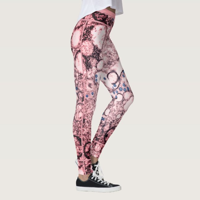 Contemporary Pink Brown Abstraction Special Paint Leggings (Right)