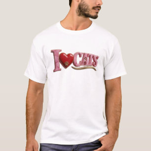 Contemporary Pink I LOVE CATS Artwork Creation T-Shirt