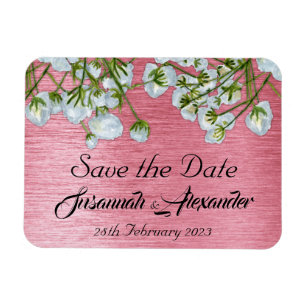 Contemporary Pink Wedding Save the Date Magnet
