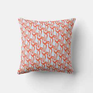 Contemporary Pop Wiggle Abstract Pattern Ice Blue Throw Pillow