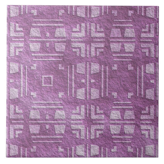 Contemporary Purple, Mauve Shapes Ceramic Tile (Front)