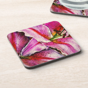 contemporary rainbow coloured abstract flower coaster