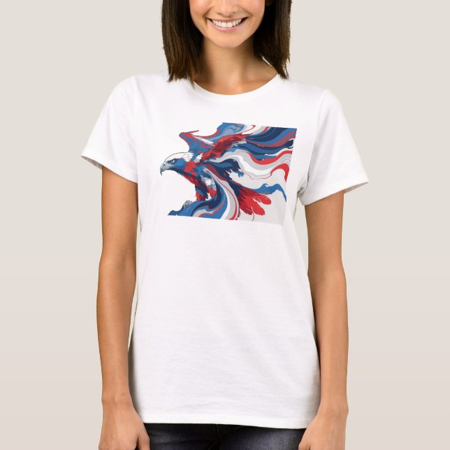 Contemporary Red Abstract Eagle Trendy Tee (Front)