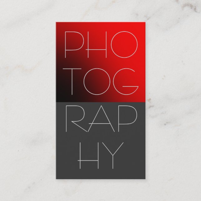 Contemporary Red Grey Photography Business Card (Front)
