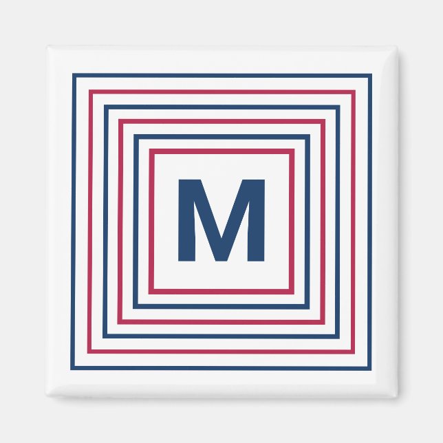 Contemporary Red White and Blue 4th of July Letter Magnet (Front)