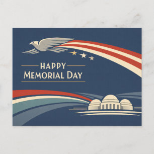 Contemporary Red White Blue Eagle Memorial Day  Holiday Postcard