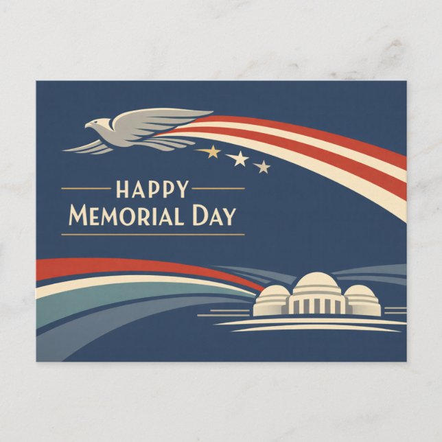 Contemporary Red White Blue Eagle Memorial Day  Holiday Postcard (Front)