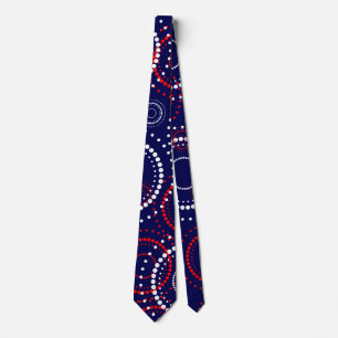 Contemporary Red White Fireworks on Blue Tie
