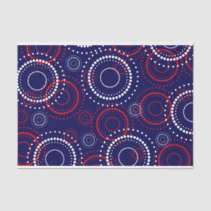 Contemporary Red White Fireworks on Blue Tissue Paper