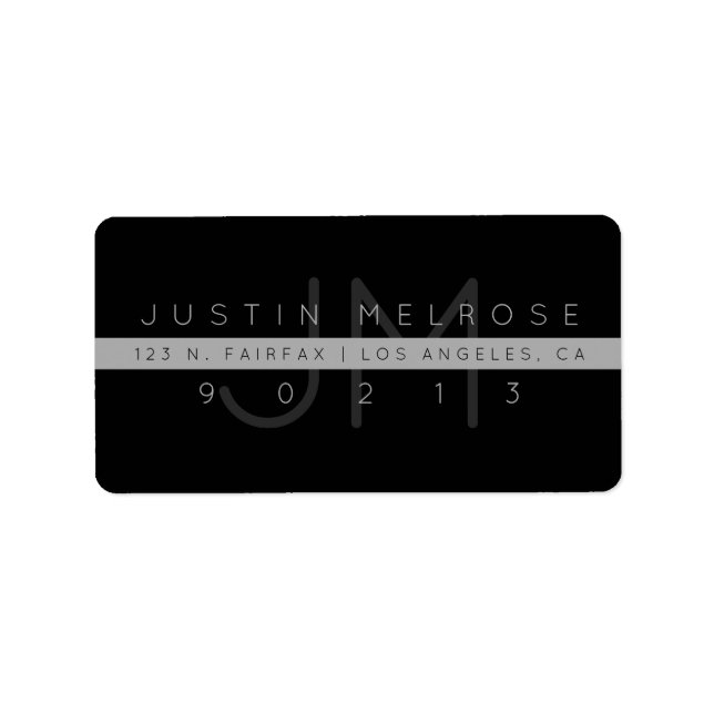 Contemporary Return Address Label | Black & Grey (Front)