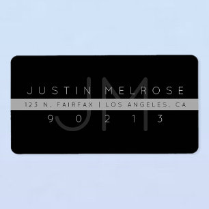 Contemporary Return Address Label   Black & Grey
