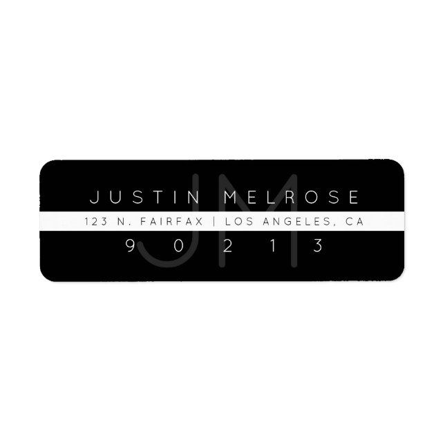 Contemporary Return Address Label | Black & White (Front)