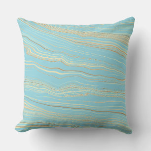 Contemporary Robins Egg Blue, Tan, Linen Pattern Throw Pillow