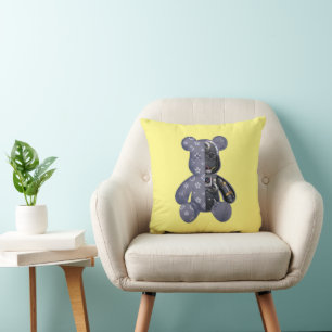 Contemporary Robot Bear Throw Pillow