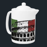 Contemporary Roman Coliseum Silhouette<br><div class="desc">This design features a red,  white and green striped background with a Roman Coliseum silhouette. This design is copyright protected and may not be copied or redistributed.</div>