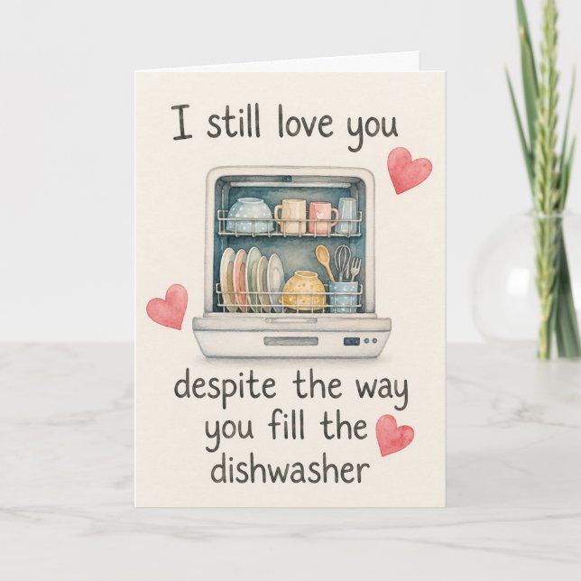 Contemporary Romance Dishwasher Greeting  Card (Front)