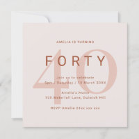 Contemporary Rose 40th Birthday Party Invitation