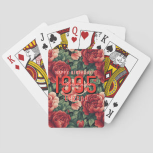 Contemporary Rose Floral Birthday Event Playing Cards
