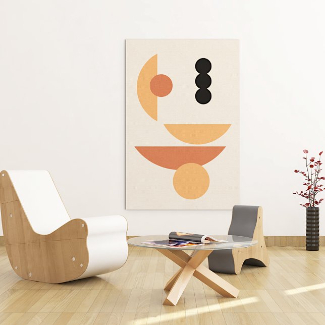 Contemporary Rust Red Sun Black Moon Circles Art Canvas Print (Creator Uploaded)
