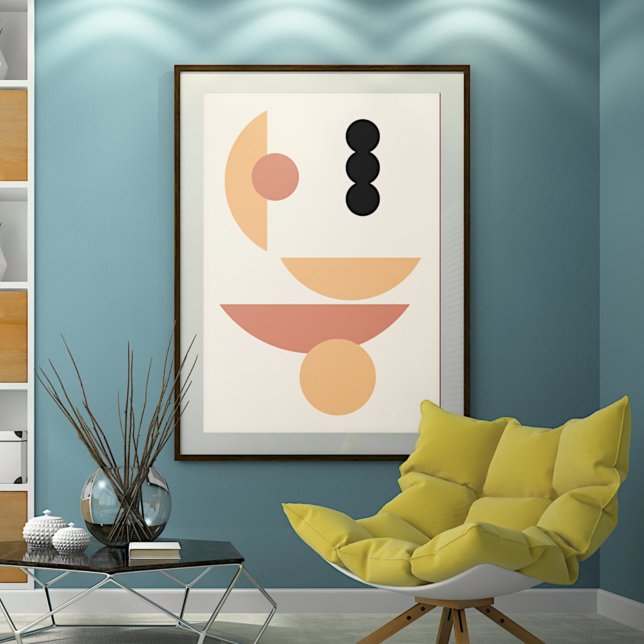 Contemporary Rust Red Sun Black Moon Circles Art Poster (Creator Uploaded)