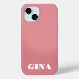Contemporary Rustic Pink  Personalized iPhone 15 Case