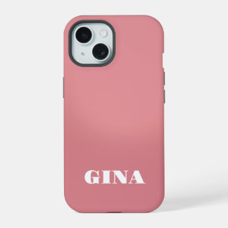 Contemporary Rustic Pink  Personalized iPhone 15 Case