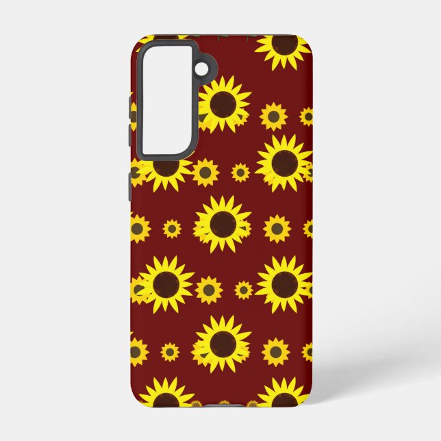 Contemporary Rustic Sunflower Pattern Samsung Galaxy S21 Case (Back)
