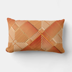 Contemporary Rusty Orange Geometrics Lumbar Pillow
