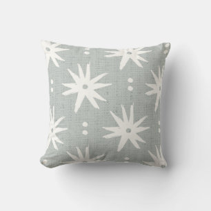 Contemporary sage blue pagan stars geometric throw pillow