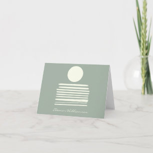 Contemporary Sage Green Abstract Art Personalized Note Card
