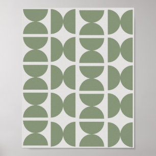 Contemporary Sage Green Retro Half Moon 70s  Poster