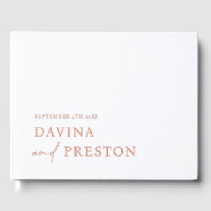 Contemporary Script Modern Simple Minimalist WHITE Guest Book
