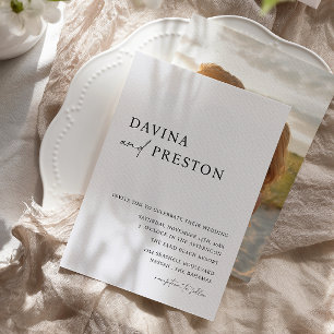 Contemporary Script Modern Simple Photo Wedding   Invitation