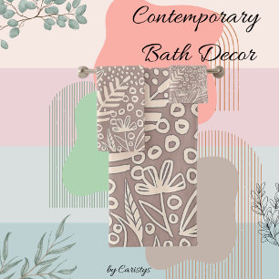 Contemporary Shapes Chocolate Milk & Blush Towel
