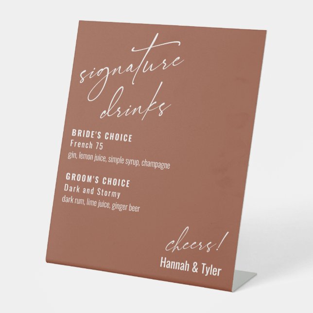 Contemporary Signature Drinks Terracotta Pedestal Sign (Front)