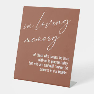 Contemporary, Simple In Loving Memory Terracotta Pedestal Sign