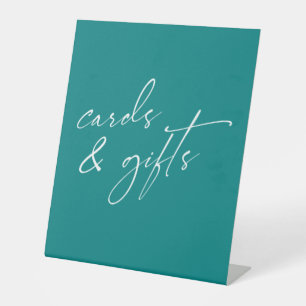 Contemporary, Simple Typography Cards & Gifts Teal Pedestal Sign