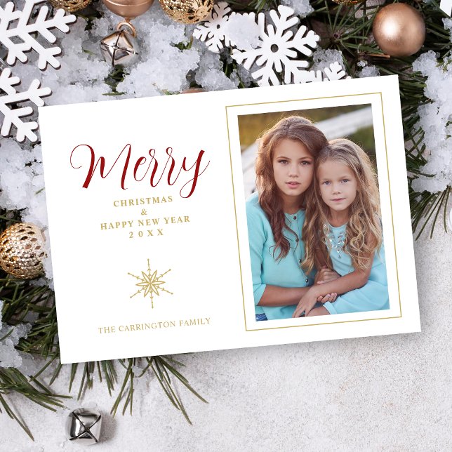 Contemporary Sleek Christmas Snowflake Photo Holiday Card (Contemporary Sleek Christmas Snowflake Photo Holiday Card with Envelope.)