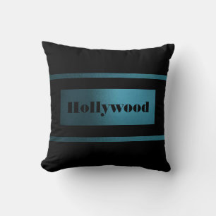 Contemporary Slick Teal 3 Striped/Black Pillow-CA1 Throw Pillow
