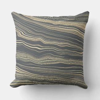Contemporary Smoke Grey, Tan with Linen Pattern Throw Pillow