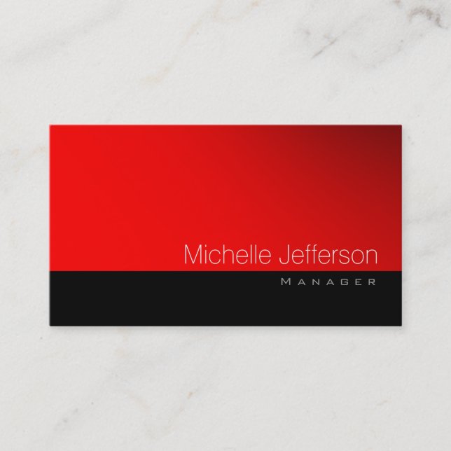 Contemporary Standard Red Black Grey Business Card (Front)