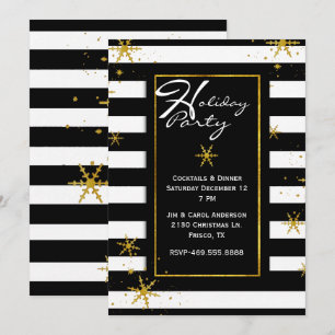 Contemporary Stripes Holiday Party Invitation
